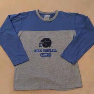 Vintage Nike Football Shirt Youth Medium 10-12 Long Sleeve Blue Gray